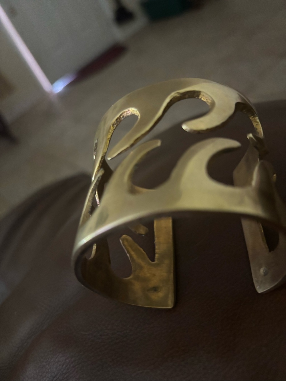 Gold Flame Cutout Cuff Bracelet - Women's Bold Statement